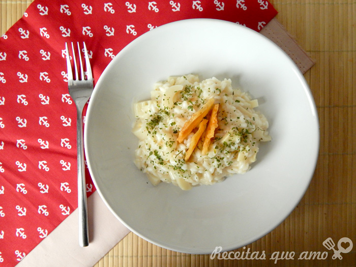 Risoto de palmito com provolone