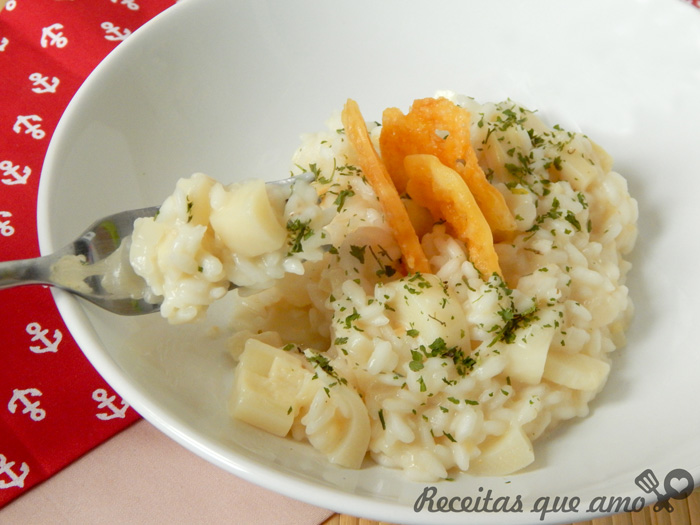 Risoto de palmito com provolone