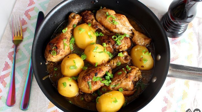 Frango com batata na frigideira