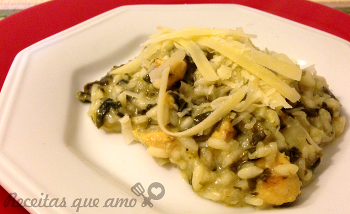 risoto de frango com espinafre
