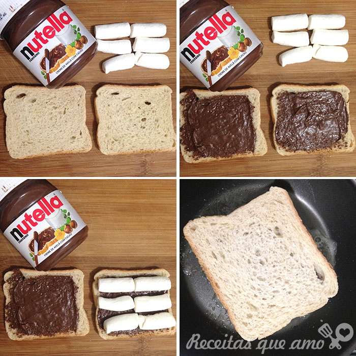 Sanduíche de Nutella e marshmallow Sanduíche de Nutella e marshmallow