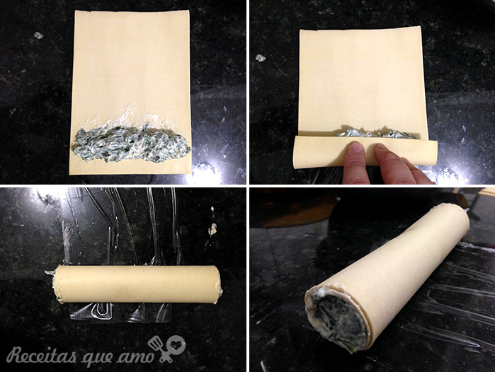 Canelone de espinafre com creamcheese Canelone de espinafre com creamcheese