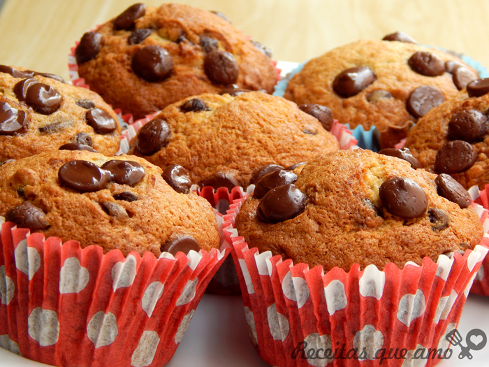 Muffin de banana com chocolate