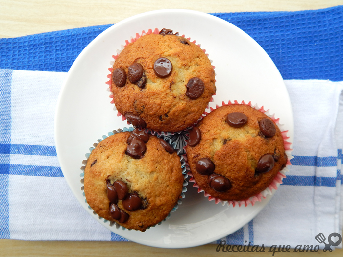 Muffin de banana com chocolate
