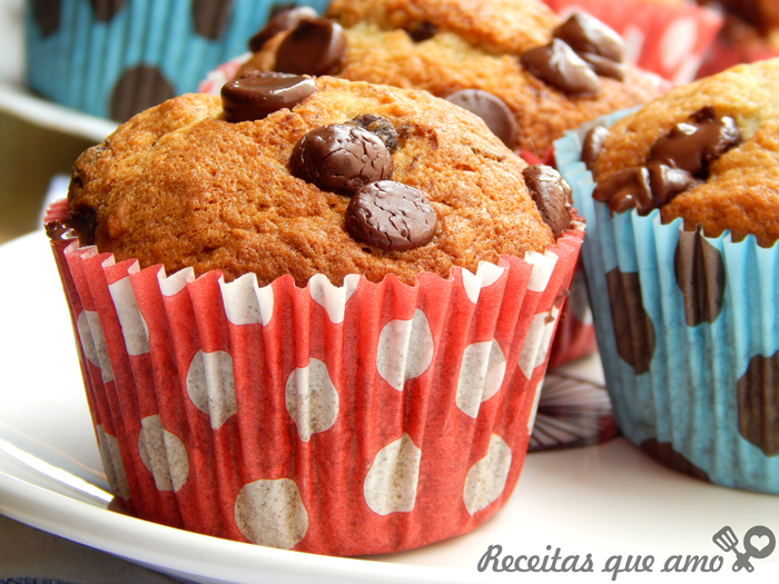 Muffin de banana com chocolate