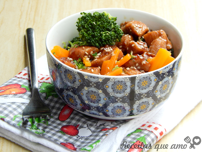 Frango Teriyaki com vegetais