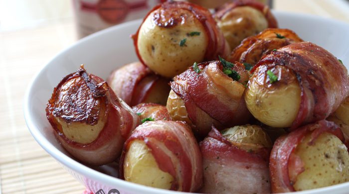 Batata enrolada com bacon
