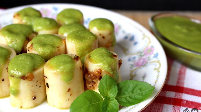 Palmito com molho pesto