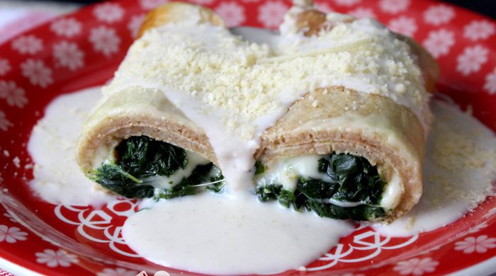 Panqueca integral de espinafre com queijo
