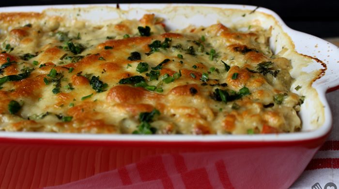 Bacalhau gratinado com queijo