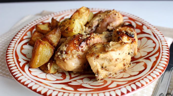 Frango assado com mostarda e mel
