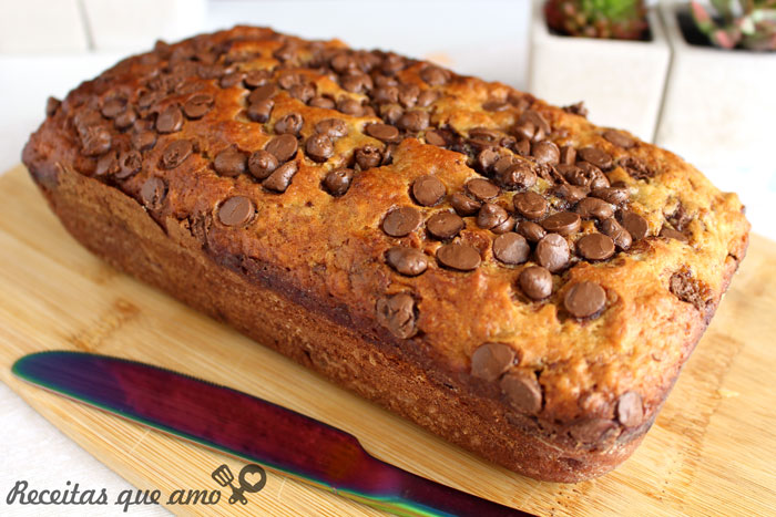 Bolo de banana com chocolate