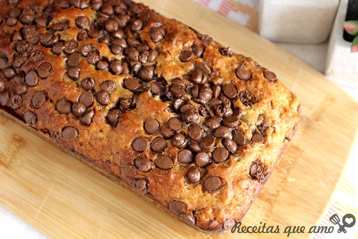 Bolo de banana com chocolate