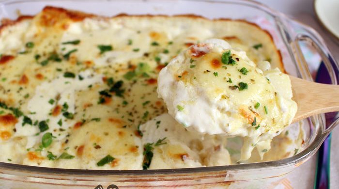 Batata gratinada com requeijão