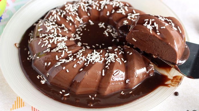 Flan de chocolate sem forno