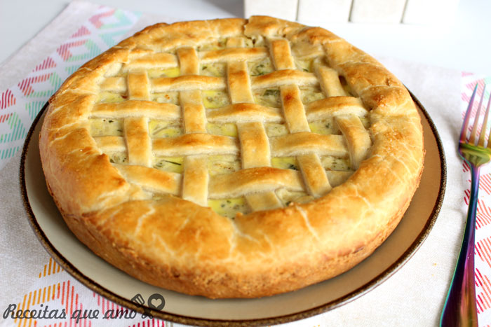 Torta de palmito com cebola