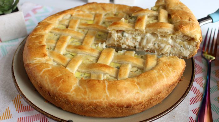 Torta de palmito com cebola