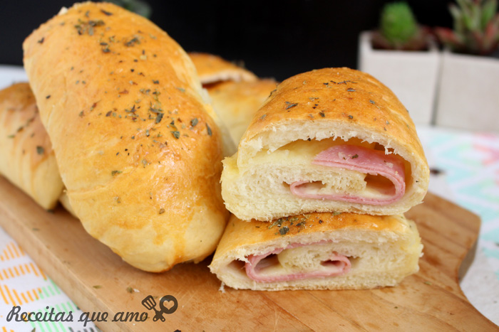 Enroladinho de presunto e queijo