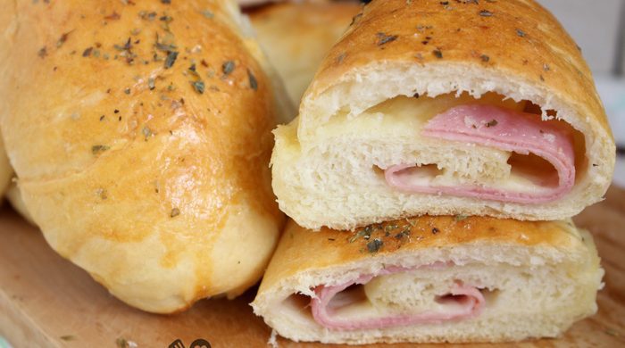Enroladinho de presunto e queijo