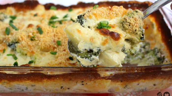 Gratinado de batata com brócolis