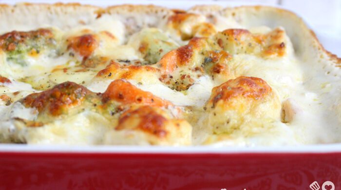 Legumes gratinados com queijo