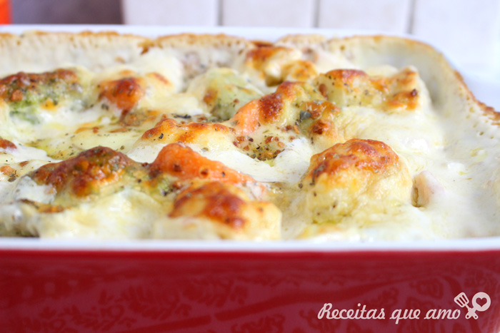 Legumes gratinados com queijo
