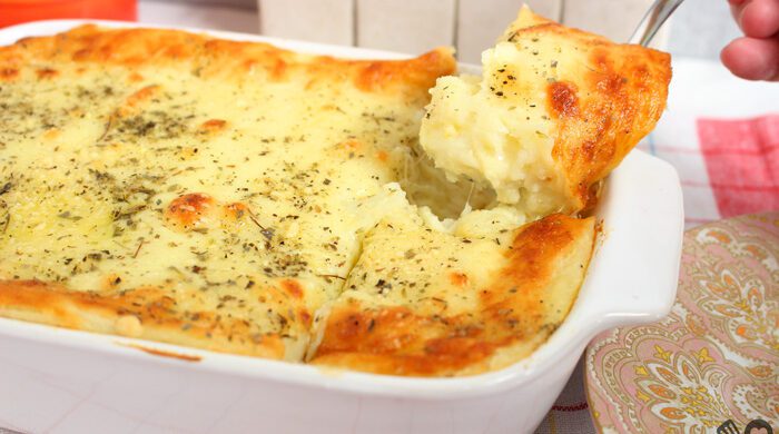 Batata 4 queijos em camadas