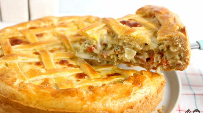 Empadão de bacon com brócolis