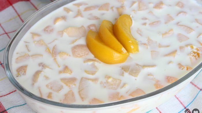 Gelado de pêssego delicioso