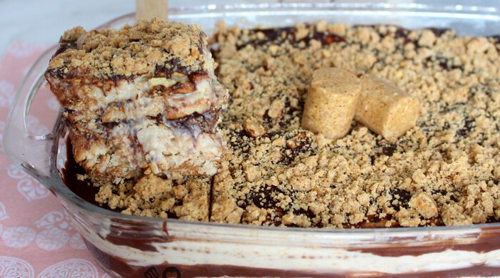 Pavê de paçoca com chocolate