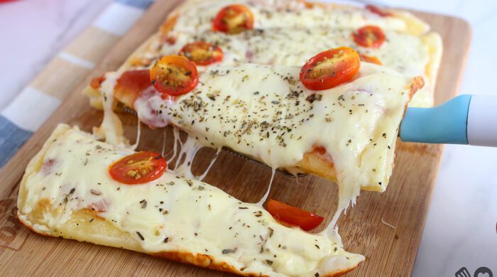 Pizza sem glúten com 4 ingredientes