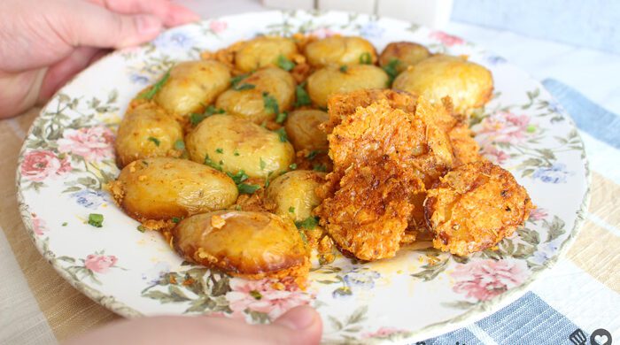 Batata com crosta de parmesão