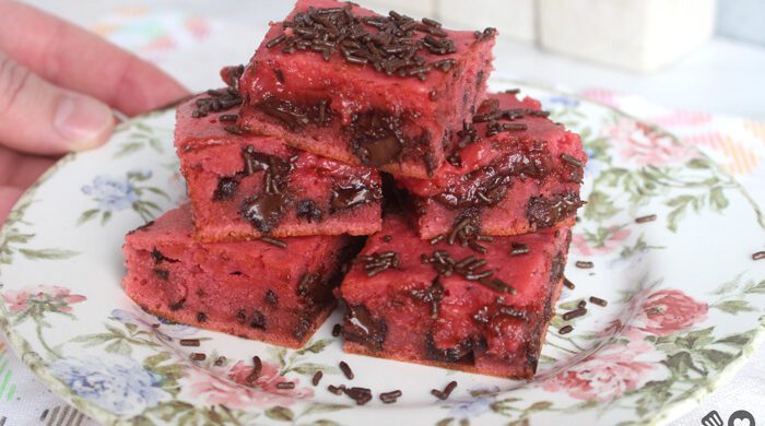 Brownie de morango com chocolate