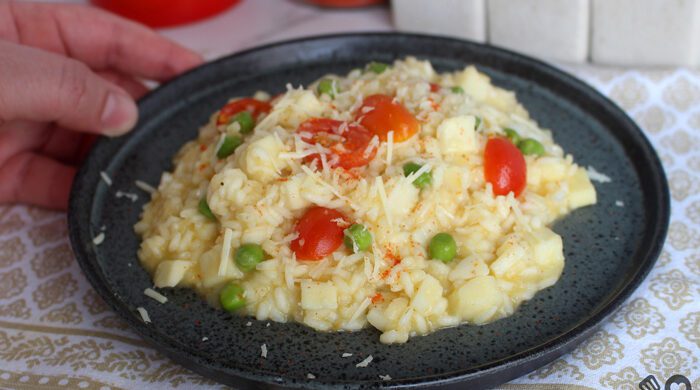 Risoto de palmito com tomate