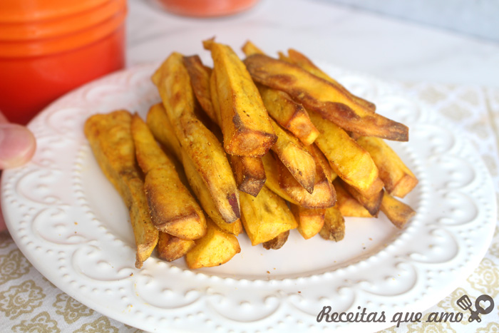 Batata doce crocante e sequinha na airfryer